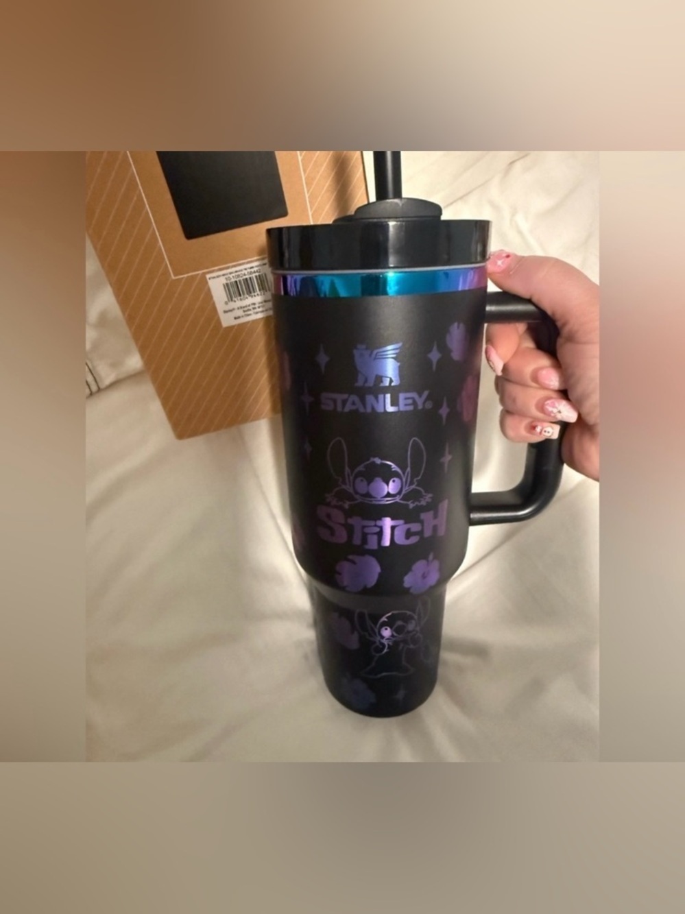 Stanley Disney Collab Stitch! Black Monocrome! With black straw 40oz. NIB - Picture 1 of 5